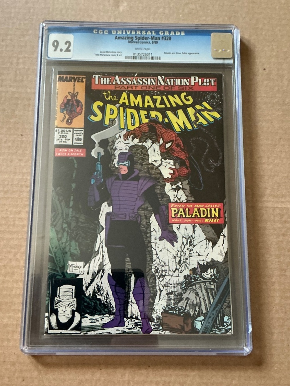 Amazing Spider-Man 320 CGC 9.2 Todd McFarlane Cover Silver Sable Paladin 1989